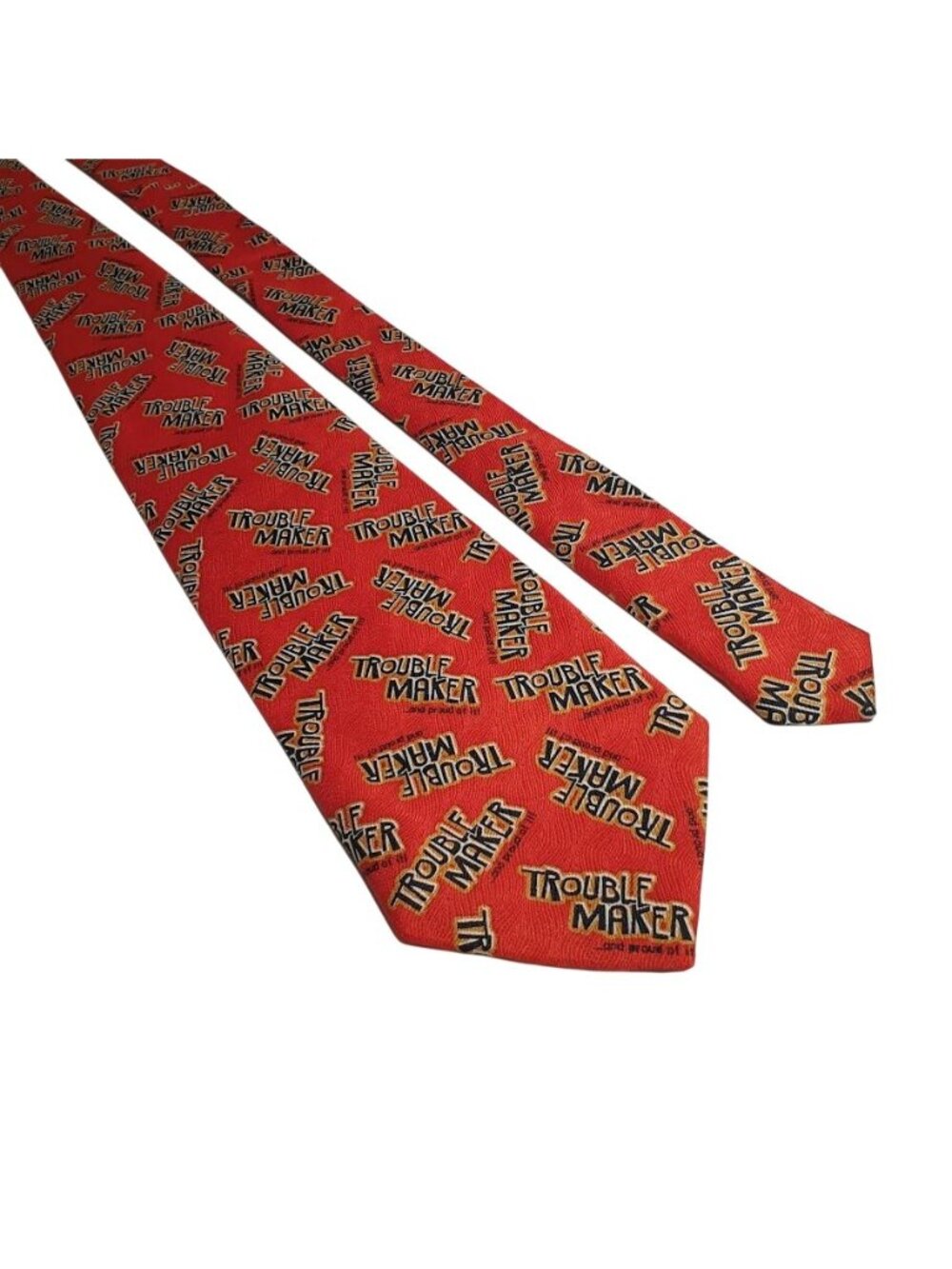 Trouble Maker Roberto Cellini Red Necktie Novelty Silk Mens Fun Novelty Vintage